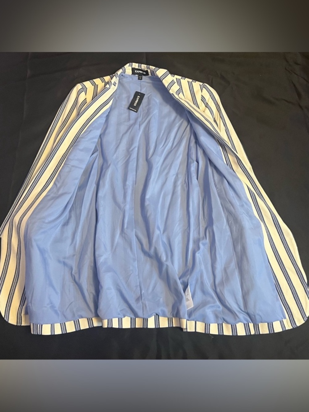 EXPRESS Cream & Navy Stripe Blazer - Picture 4 of 5